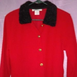 Cathy Daniels Red Button Up Cardigan Size Medium